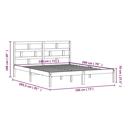 Estrutura de cama super king 180x200 cm madeira maciça cinza