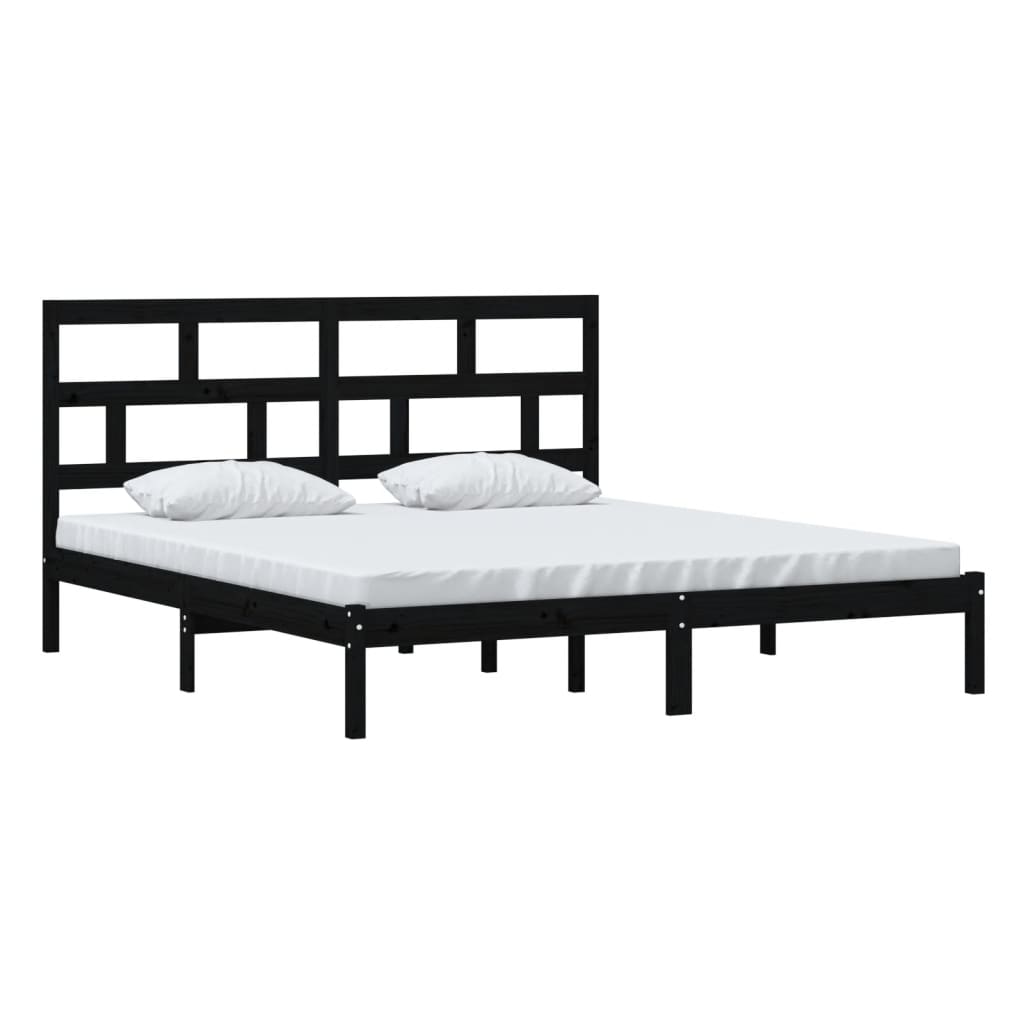 Estrutura de cama super king 180x200 cm madeira maciça preto