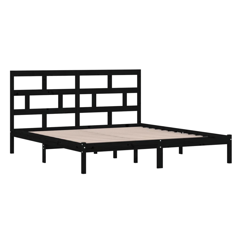 Estrutura de cama super king 180x200 cm madeira maciça preto