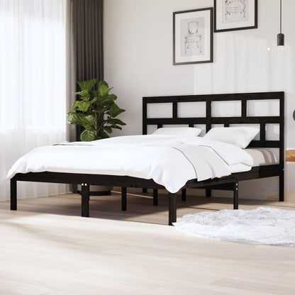 Estrutura de cama super king 180x200 cm madeira maciça preto