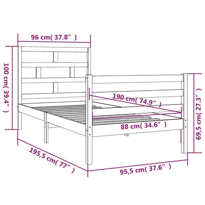 Estrutura de cama solteiro 90x190 cm madeira maciça