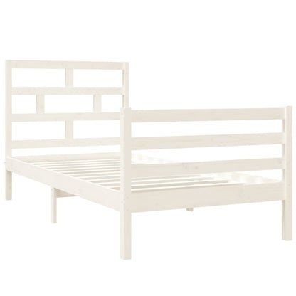 Estrutura de cama solteiro 90x190 cm madeira maciça branco