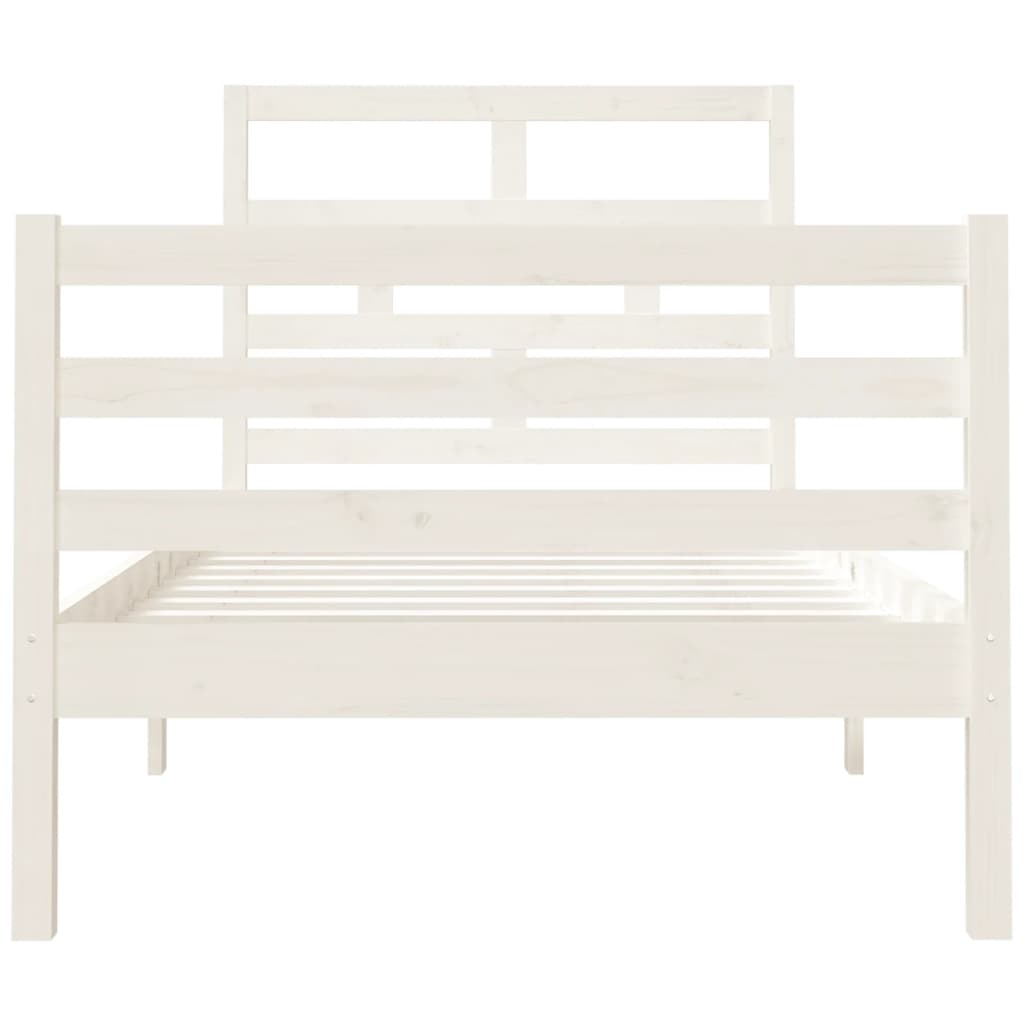 Estrutura de cama solteiro 90x190 cm madeira maciça branco