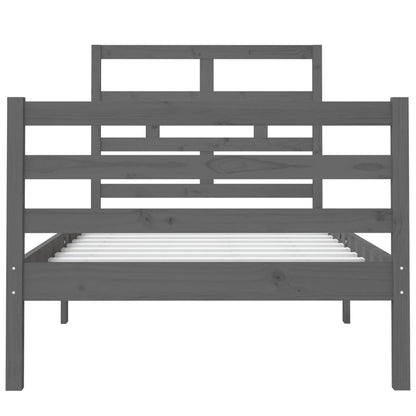 Estrutura de cama solteiro 90x190 cm madeira maciça cinzento