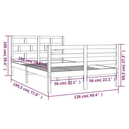 Estrutura de cama pequena casal 120x190 cm pinho maciço