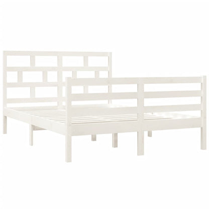 Estrutura de cama casal 135x190 cm madeira maciça branco