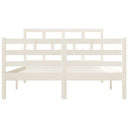 Estrutura de cama casal 135x190 cm madeira maciça branco