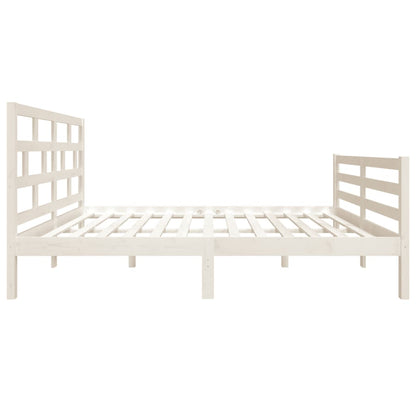 Estrutura de cama casal 135x190 cm madeira maciça branco