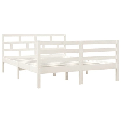 Estrutura de cama 140x190 cm madeira de pinho maciça branco