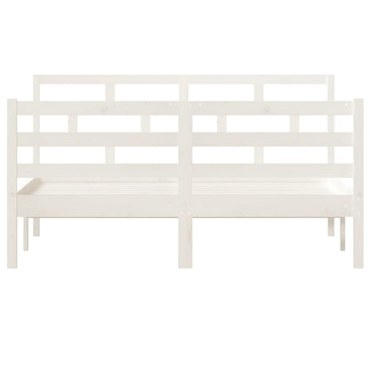 Estrutura de cama 140x190 cm madeira de pinho maciça branco