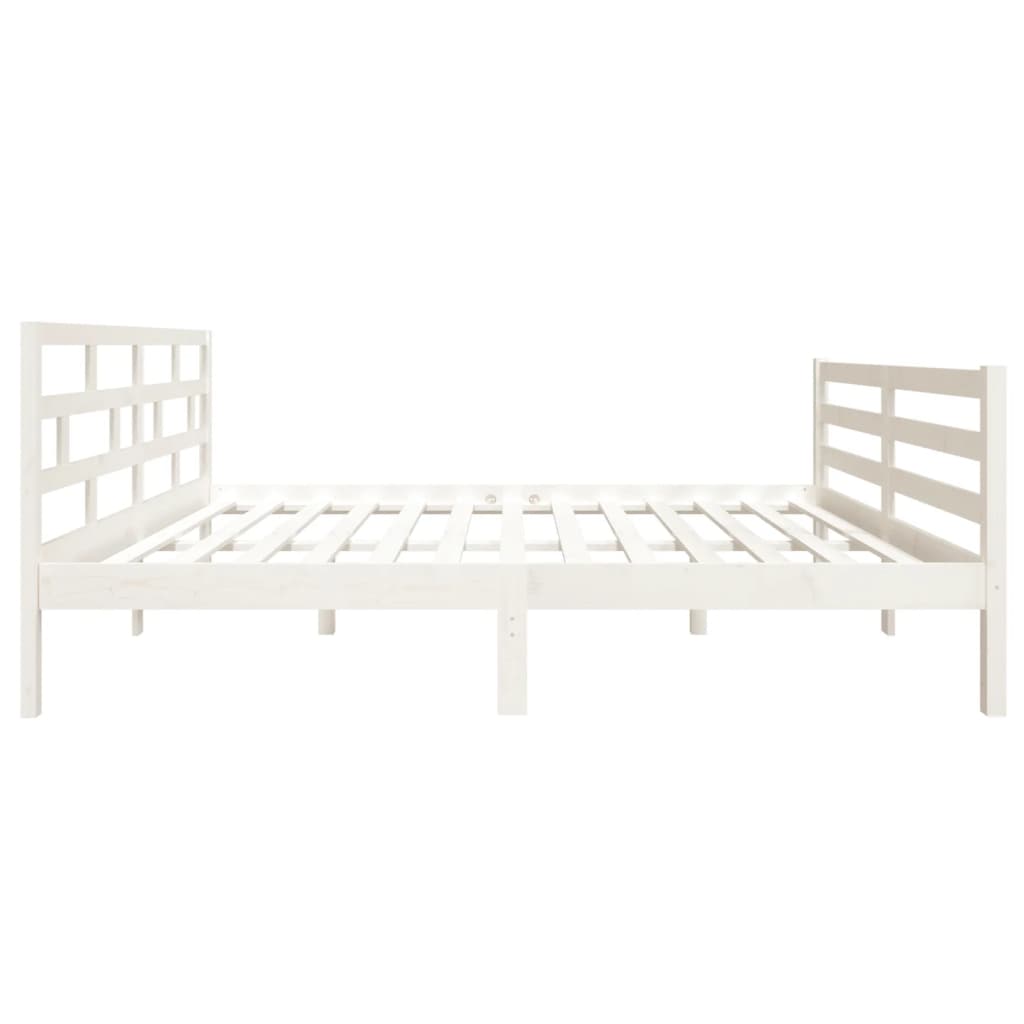 Estrutura de cama 140x190 cm madeira de pinho maciça branco