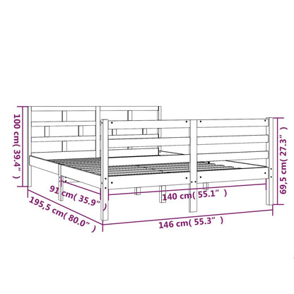 Estrutura de cama 140x190 cm madeira de pinho maciça branco