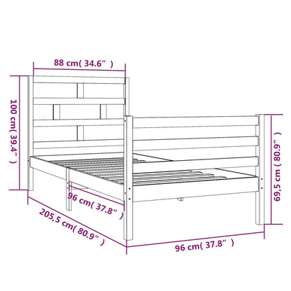 Estrutura de cama 90x200 cm madeira de pinho maciça