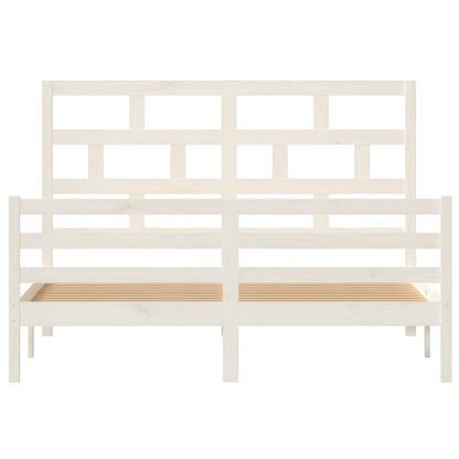 Estrutura de cama king 150x200 cm madeira maciça branco