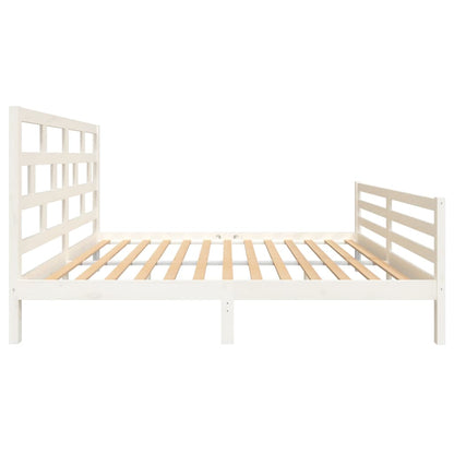 Estrutura de cama king 150x200 cm madeira maciça branco