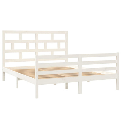 Estrutura de cama 160x200 cm madeira de pinho maciça branco