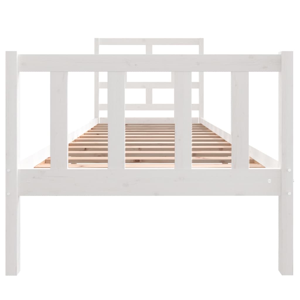 Estrutura de cama pequena solteiro 75x190cm pinho maciço branco