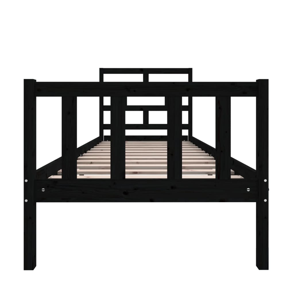 Estrutura de cama pequena solteiro 75x190 cm pinho maciço preto