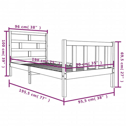 Estrutura de cama solteiro 90x190 cm pinho maciço