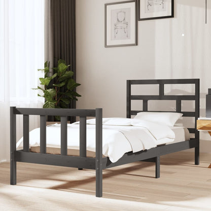 Estrutura de cama solteiro 90x190 cm pinho maciço cinza