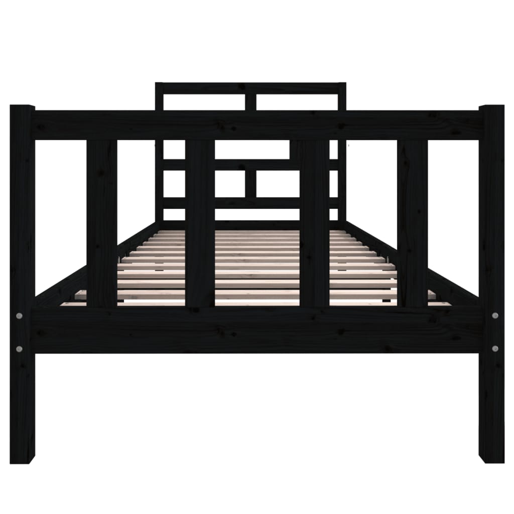 Estrutura de cama solteiro 90x190 cm pinho maciço preto