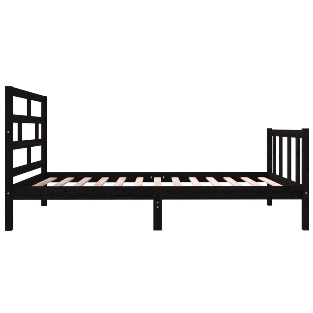 Estrutura de cama solteiro 90x190 cm pinho maciço preto