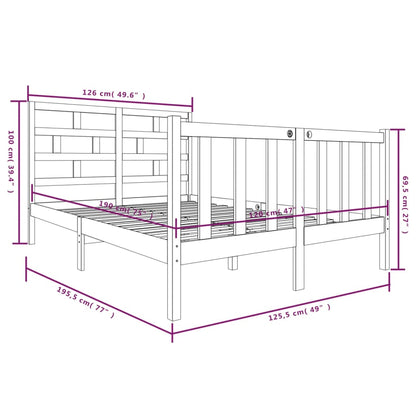 Estrutura de cama dupla pequena 120x190 cm pinho maciço