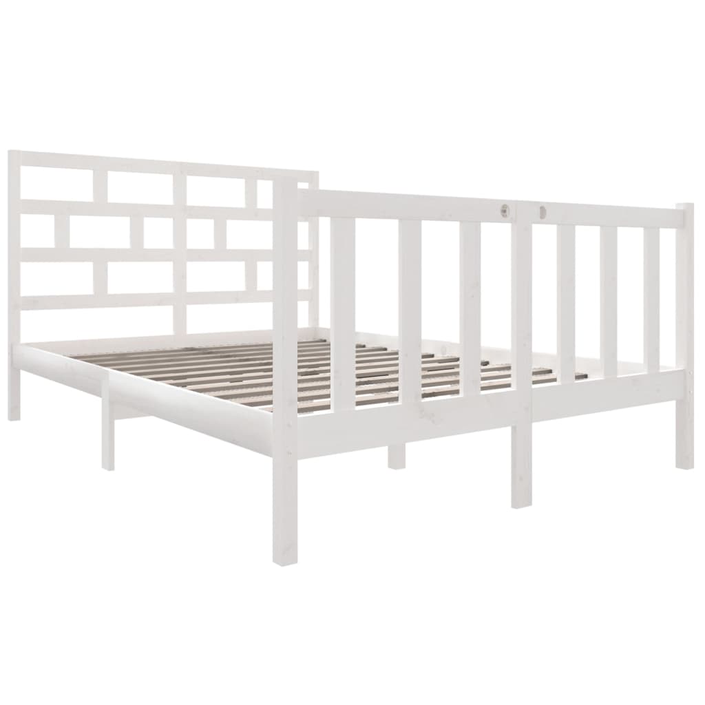 Estrutura de cama pequena casal 120x190 cm pinho maciço branco