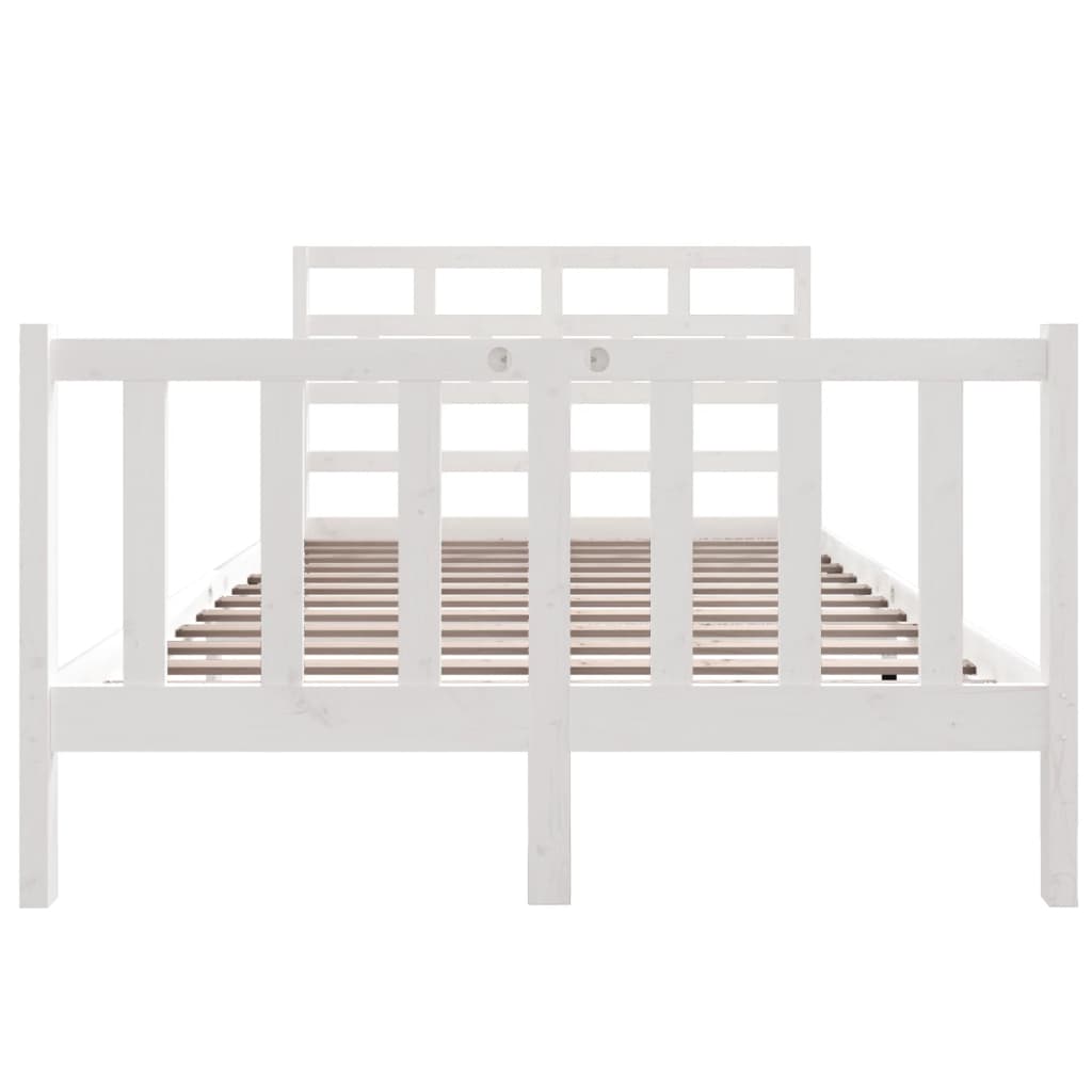 Estrutura de cama pequena casal 120x190 cm pinho maciço branco