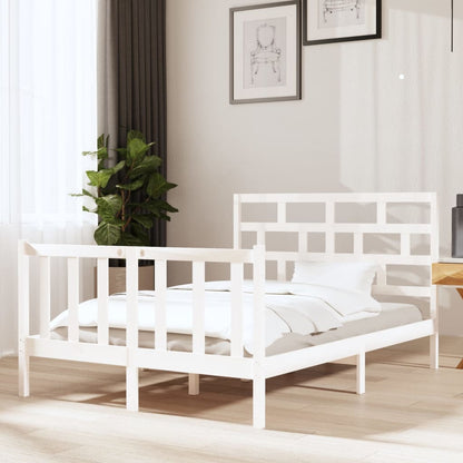 Estrutura de cama pequena casal 120x190 cm pinho maciço branco