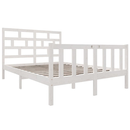 Estrutura de cama casal 135x190 cm pinho maciço branco