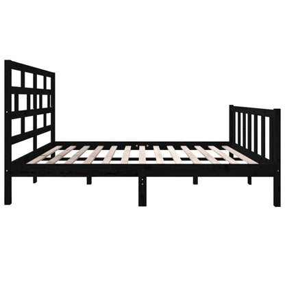 Estrutura de cama casal 135x190 cm pinho maciço preto