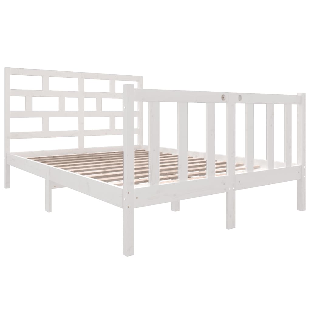 Estrutura de cama 140x190 cm madeira de pinho maciça branco