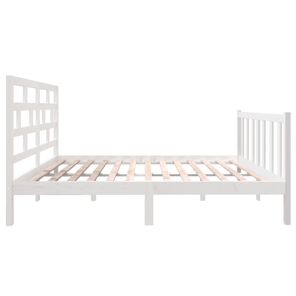 Estrutura de cama 140x190 cm madeira de pinho maciça branco