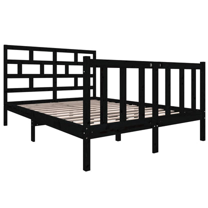 Estrutura de cama 140x190 cm madeira de pinho maciça preto