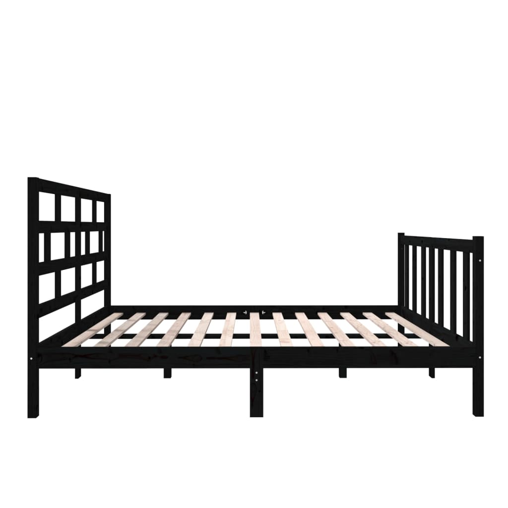 Estrutura de cama 140x190 cm madeira de pinho maciça preto