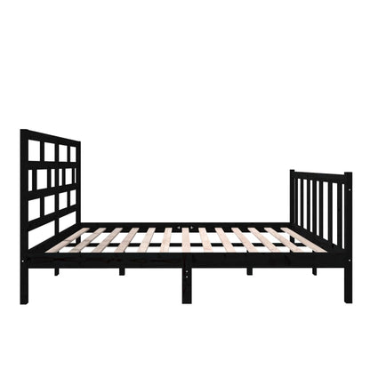 Estrutura de cama 140x190 cm madeira de pinho maciça preto