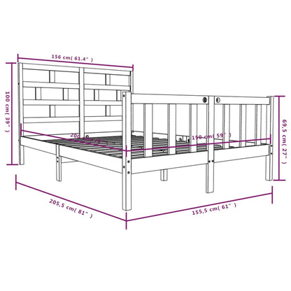 Estrutura de cama king 150x200 cm pinho maciço