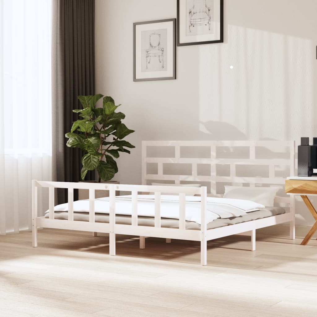 Estrutura de cama super king 180x200 cm pinho maciço branco