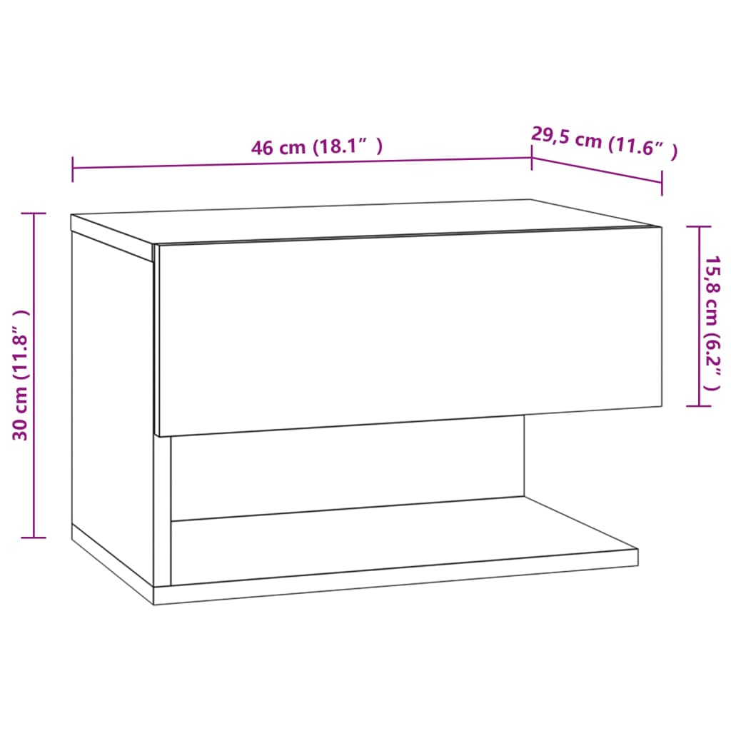 Mesa de cabeceira montagem na parede preto