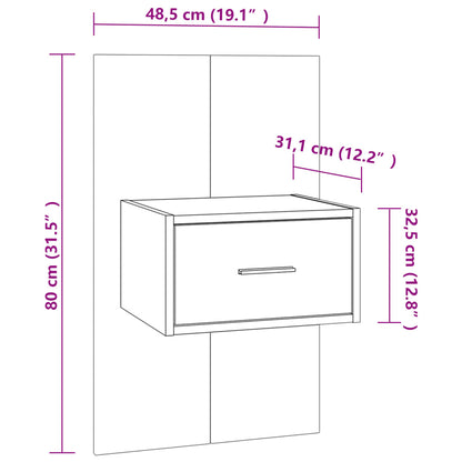 Mesas de cabeceira montagem na parede 2 pcs branco