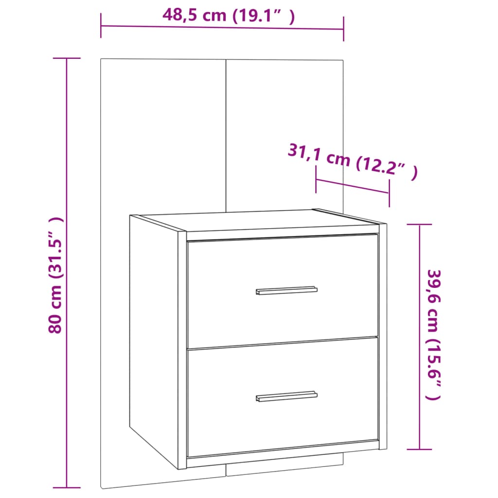 Mesa de cabeceira montagem na parede cinzento cimento