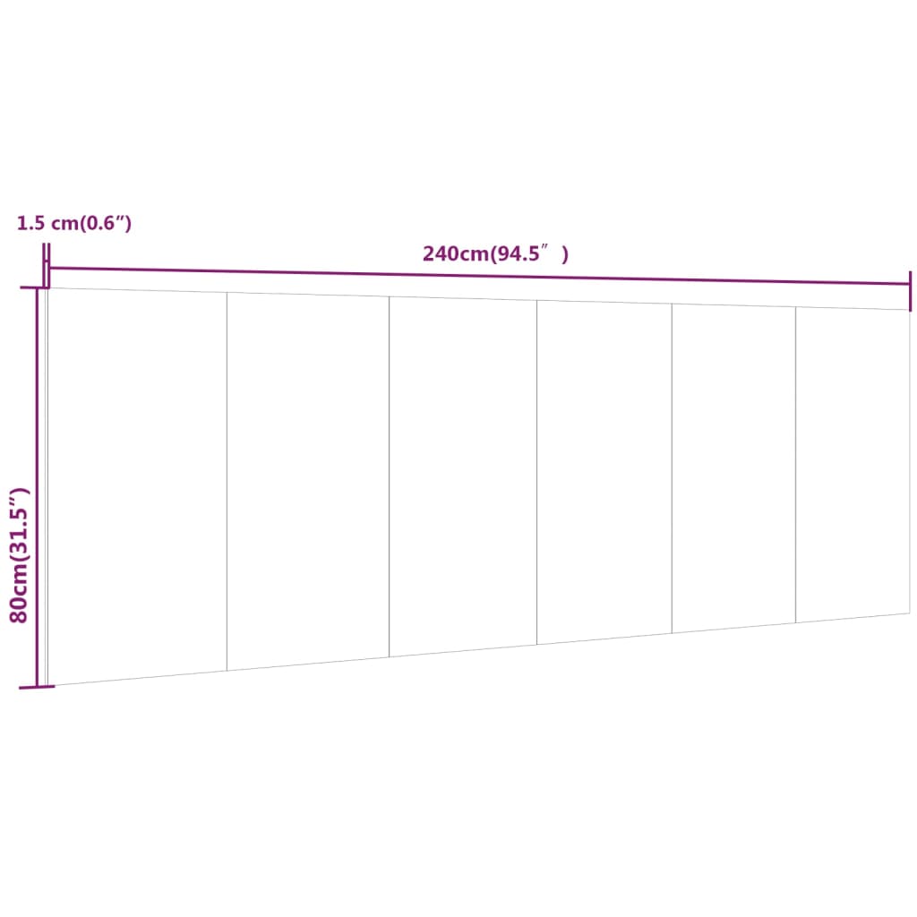 Cabeceira de parede 240x1,5x80 cm derivados de madeira branco