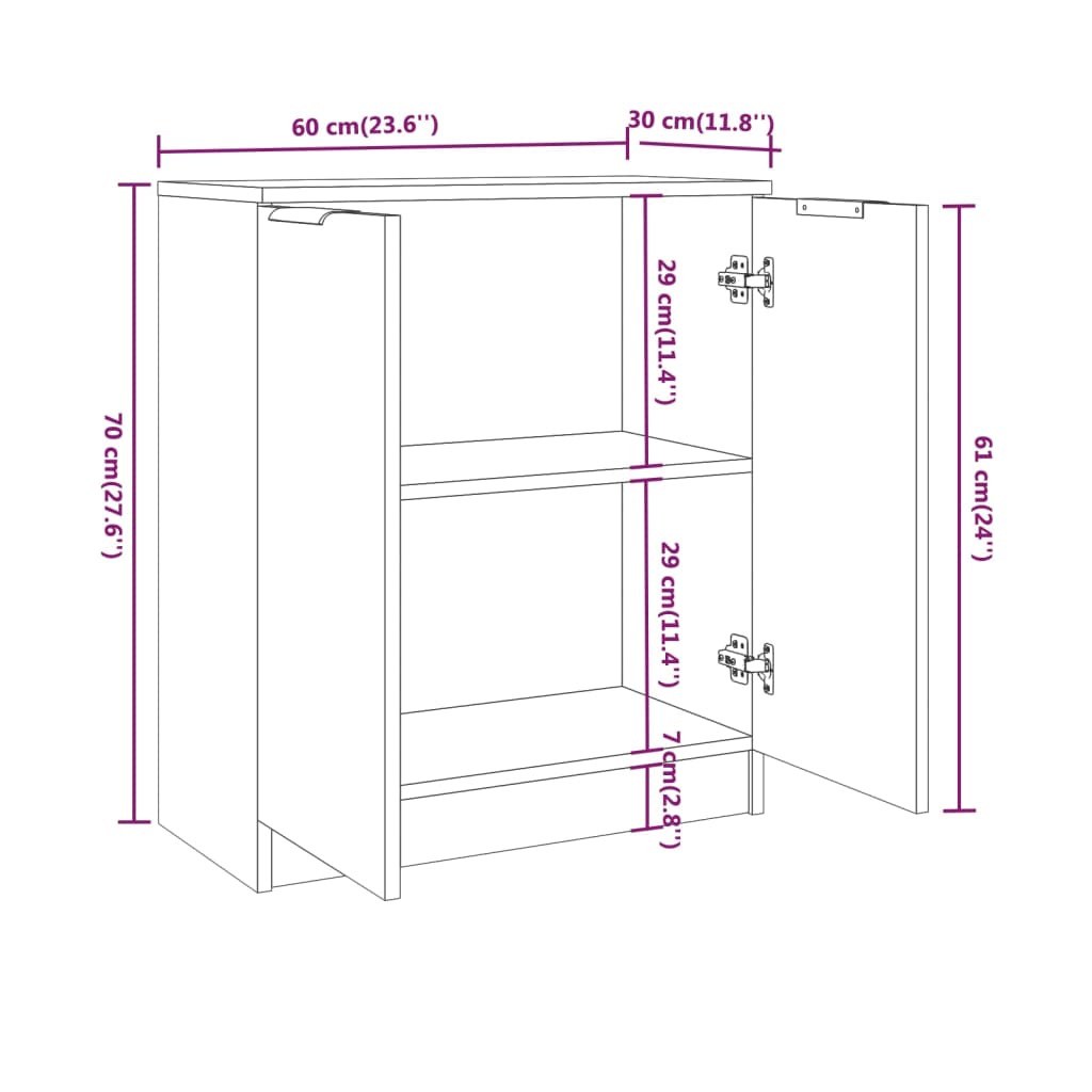 Aparador Flix - Com 2 Portas - Cor Branco - 60x30x70 cm - Em Madeira Processada - Design Minimalista