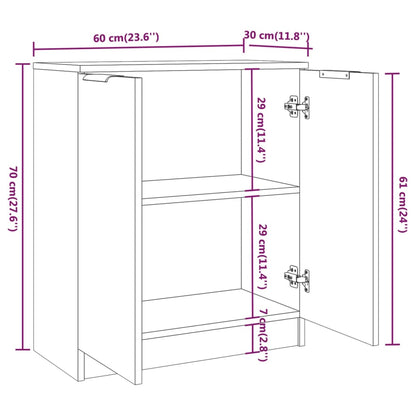 Aparador Flix - Com 2 Portas - Cor Cinzento Cimento - 60x30x70 cm - Em Madeira Processada - Design Minimalista