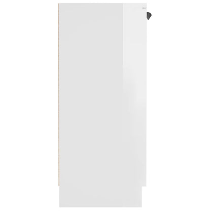 Aparador Flix - Com 2 Portas - Cor Branco Brilhante - 60x30x70 cm - Em Madeira Processada - Design Minimalista