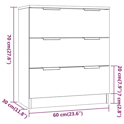 Cómoda Mila - Cor Cinzento Cimento - Com 3 Gavetas - 60x30x70 cm - Em Madeira Processada - Design Nórdico