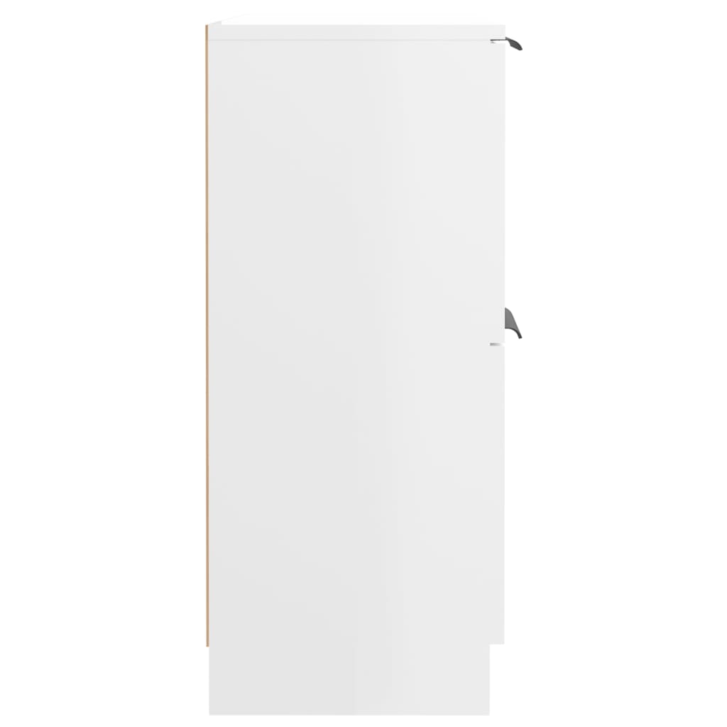 Aparador Flix - Com 4 Portas - Cor Branco Brilhante - 60x30x70 cm - Em Madeira Processada - Design Minimalista