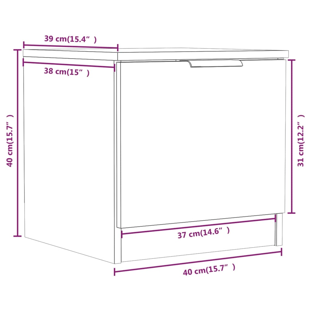 Mesas de cabeceira 2 pcs 40x39x40 cm preto