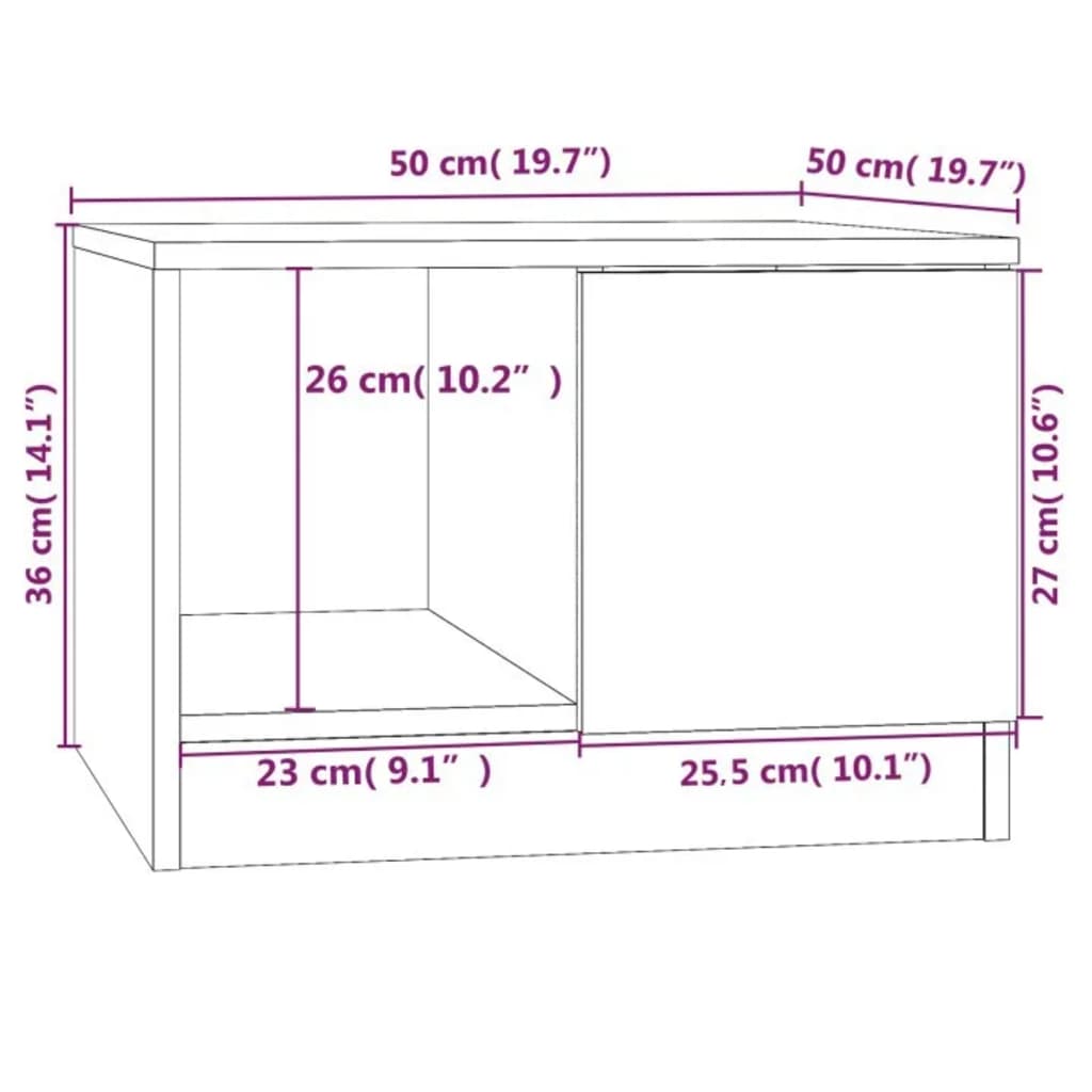 Mesa de centro 50x50x36 cm derivados de madeira branco